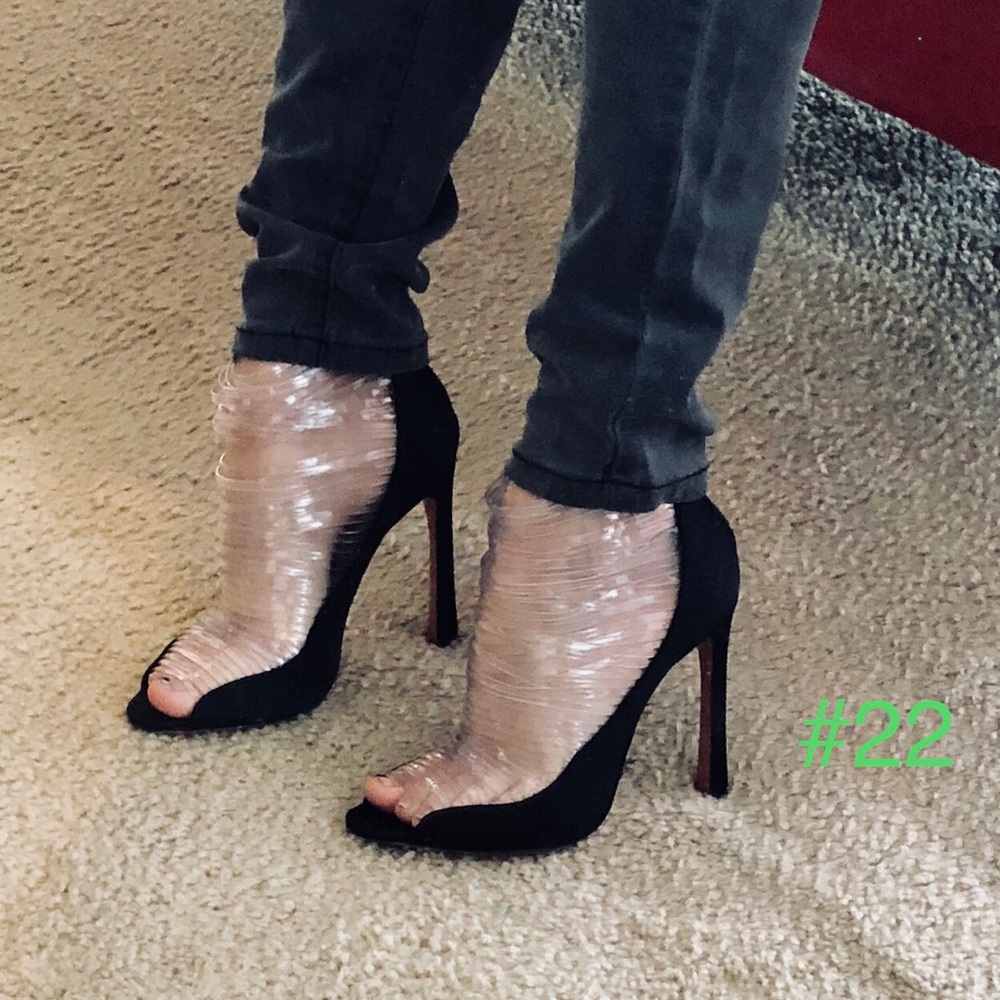 NEW Schutz Rare Unique Heels pumps stilettos shoes Clear straps black  Sz 7.5